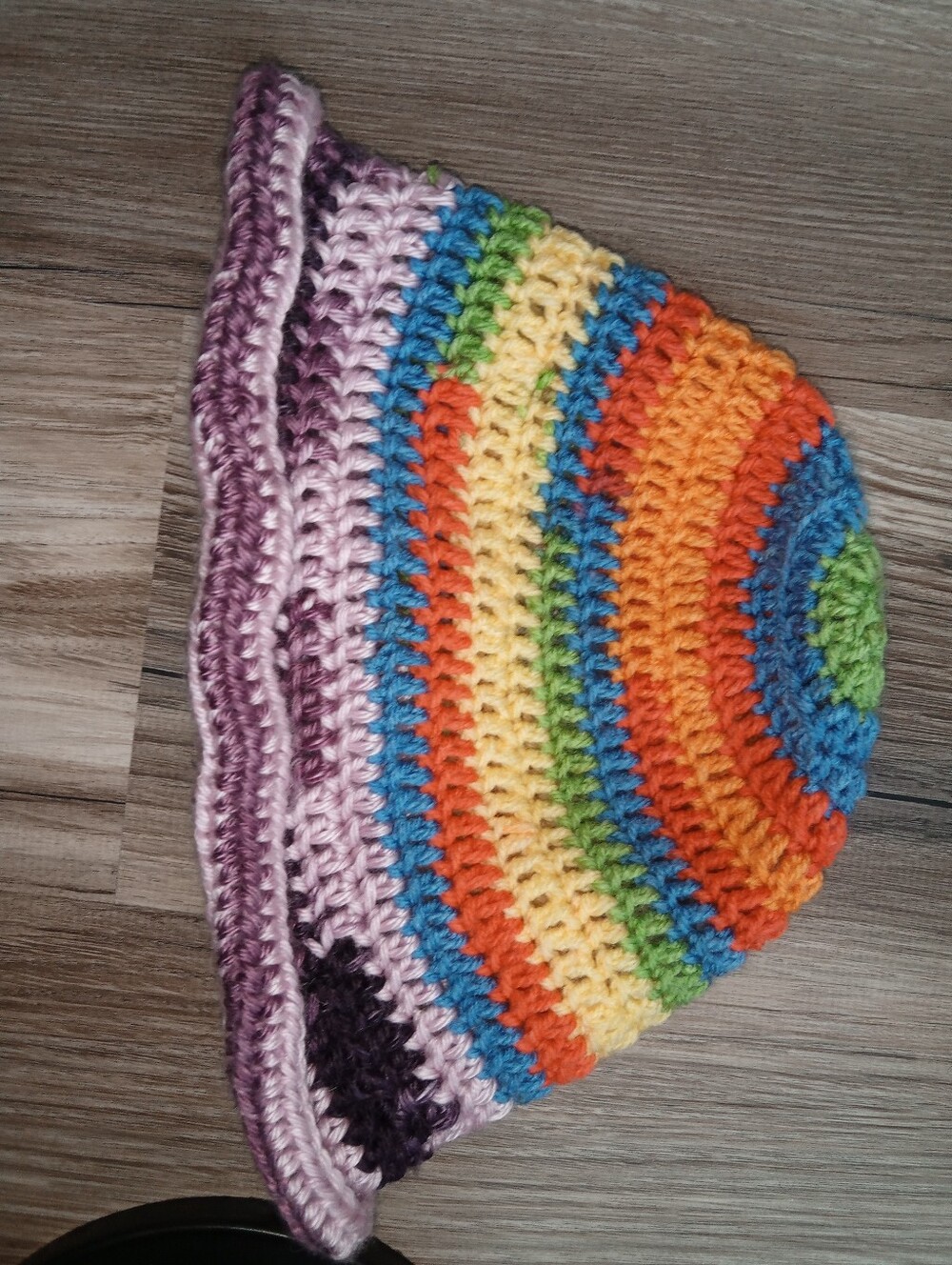 Rainbow Handmade Crocheted Bucket Hat - Multicolor